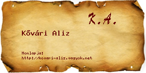 Kővári Aliz névjegykártya
